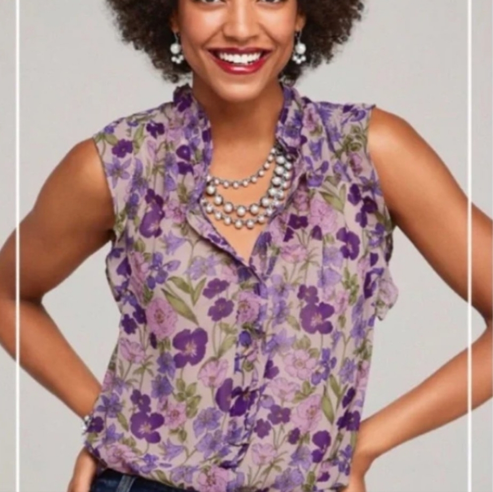 CAbi Style # 4168 Trifle Plum Ruffle Top